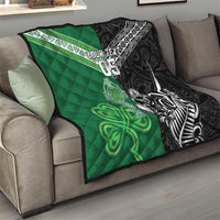 New Zealand And Ireland Rugby Custom Quilt Maori Tiki With Shamrock