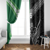 New Zealand And Ireland Rugby Custom Window Curtain Maori Tiki With Shamrock