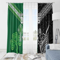 New Zealand And Ireland Rugby Custom Window Curtain Maori Tiki With Shamrock