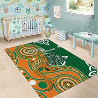 Australia And Ireland Rugby Area Rug Walllabies And Shamrock Together