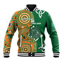 Australia And Ireland Rugby Custom Baseball Jacket Walllabies And Shamrock Together