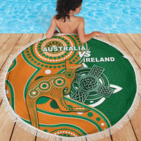 Australia And Ireland Rugby Beach Blanket Walllabies And Shamrock Together