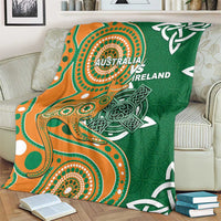 Australia And Ireland Rugby Blanket Walllabies And Shamrock Together