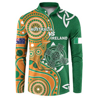 Australia And Ireland Rugby Custom Button Sweatshirt Walllabies And Shamrock Together