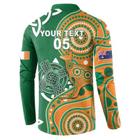 Australia And Ireland Rugby Custom Button Sweatshirt Walllabies And Shamrock Together