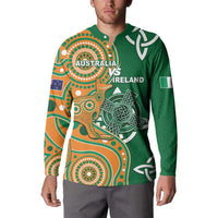 Australia And Ireland Rugby Custom Button Sweatshirt Walllabies And Shamrock Together