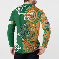 Australia And Ireland Rugby Custom Button Sweatshirt Walllabies And Shamrock Together