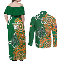 Australia And Ireland Rugby Custom Couples Matching Off Shoulder Maxi Dress and Long Sleeve Button Shirt Walllabies And Shamrock Together