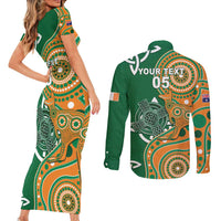 Australia And Ireland Rugby Custom Couples Matching Short Sleeve Bodycon Dress and Long Sleeve Button Shirt Walllabies And Shamrock Together