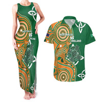 Australia And Ireland Rugby Custom Couples Matching Tank Maxi Dress and Hawaiian Shirt Walllabies And Shamrock Together