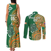 Australia And Ireland Rugby Custom Couples Matching Tank Maxi Dress and Long Sleeve Button Shirt Walllabies And Shamrock Together