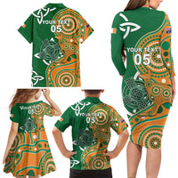 Australia And Ireland Rugby Custom Family Matching Long Sleeve Bodycon Dress and Hawaiian Shirt Walllabies And Shamrock Together