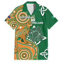 Australia And Ireland Rugby Custom Family Matching Long Sleeve Bodycon Dress and Hawaiian Shirt Walllabies And Shamrock Together