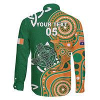 Australia And Ireland Rugby Custom Family Matching Long Sleeve Bodycon Dress and Hawaiian Shirt Walllabies And Shamrock Together