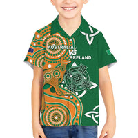Australia And Ireland Rugby Custom Family Matching Long Sleeve Bodycon Dress and Hawaiian Shirt Walllabies And Shamrock Together