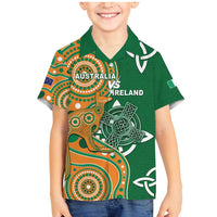 Australia And Ireland Rugby Custom Family Matching Mermaid Dress and Hawaiian Shirt Walllabies And Shamrock Together