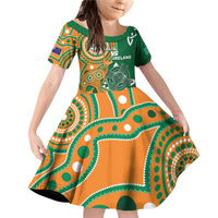 Australia And Ireland Rugby Custom Family Matching Off Shoulder Short Dress and Hawaiian Shirt Walllabies And Shamrock Together
