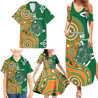 Australia And Ireland Rugby Custom Family Matching Summer Maxi Dress and Hawaiian Shirt Walllabies And Shamrock Together