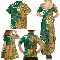 Australia And Ireland Rugby Custom Family Matching Summer Maxi Dress and Hawaiian Shirt Walllabies And Shamrock Together