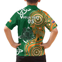 Australia And Ireland Rugby Custom Family Matching Tank Maxi Dress and Hawaiian Shirt Walllabies And Shamrock Together