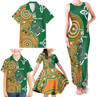 Australia And Ireland Rugby Custom Family Matching Tank Maxi Dress and Hawaiian Shirt Walllabies And Shamrock Together