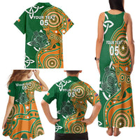 Australia And Ireland Rugby Custom Family Matching Tank Maxi Dress and Hawaiian Shirt Walllabies And Shamrock Together