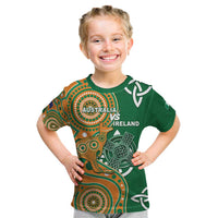 Australia And Ireland Rugby Custom Kid T Shirt Walllabies And Shamrock Together