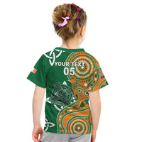 Australia And Ireland Rugby Custom Kid T Shirt Walllabies And Shamrock Together