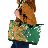 Australia And Ireland Rugby Leather Tote Bag Walllabies And Shamrock Together