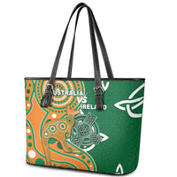 Australia And Ireland Rugby Leather Tote Bag Walllabies And Shamrock Together