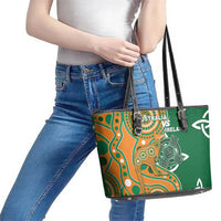 Australia And Ireland Rugby Leather Tote Bag Walllabies And Shamrock Together