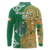 Australia And Ireland Rugby Custom Long Sleeve Polo Shirt Walllabies And Shamrock Together