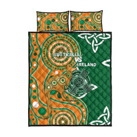 Australia And Ireland Rugby Quilt Bed Set Walllabies And Shamrock Together