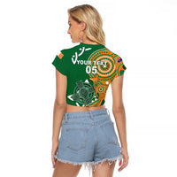 Australia And Ireland Rugby Custom Raglan Cropped T Shirt Walllabies And Shamrock Together