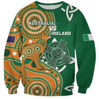 Australia And Ireland Rugby Custom Sweatshirt Walllabies And Shamrock Together