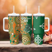 Australia And Ireland Rugby Custom Tumbler With Handle Walllabies And Shamrock Together