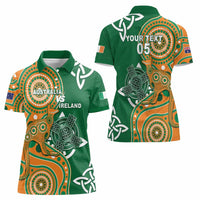Australia And Ireland Rugby Custom Women Polo Shirt Walllabies And Shamrock Together