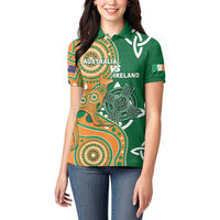 Australia And Ireland Rugby Custom Women Polo Shirt Walllabies And Shamrock Together