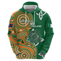 Australia And Ireland Rugby Custom Zip Hoodie Walllabies And Shamrock Together