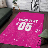 Custom Barbados 2026 Cricket Area Rug Tridents Rise Pink Version