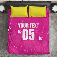 Custom Barbados 2026 Cricket Bedding Set Tridents Rise Pink Version