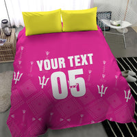 Custom Barbados 2026 Cricket Bedding Set Tridents Rise Pink Version