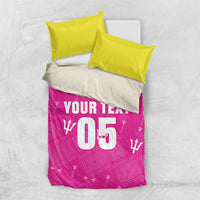 Custom Barbados 2026 Cricket Bedding Set Tridents Rise Pink Version