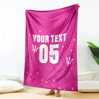Custom Barbados 2026 Cricket Blanket Tridents Rise Pink Version