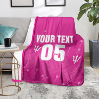 Custom Barbados 2026 Cricket Blanket Tridents Rise Pink Version