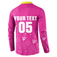 Custom Barbados 2026 Cricket Button Sweatshirt Tridents Rise Pink Version