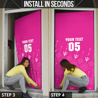 Custom Barbados 2026 Cricket Door Cover Tridents Rise Pink Version