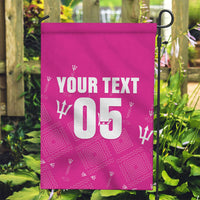 Custom Barbados 2026 Cricket Garden Flag Tridents Rise Pink Version