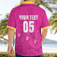 Custom Barbados 2026 Cricket Hawaiian Shirt Tridents Rise Pink Version
