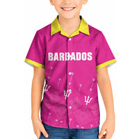Custom Barbados 2026 Cricket Kid Hawaiian Shirt Tridents Rise Pink Version